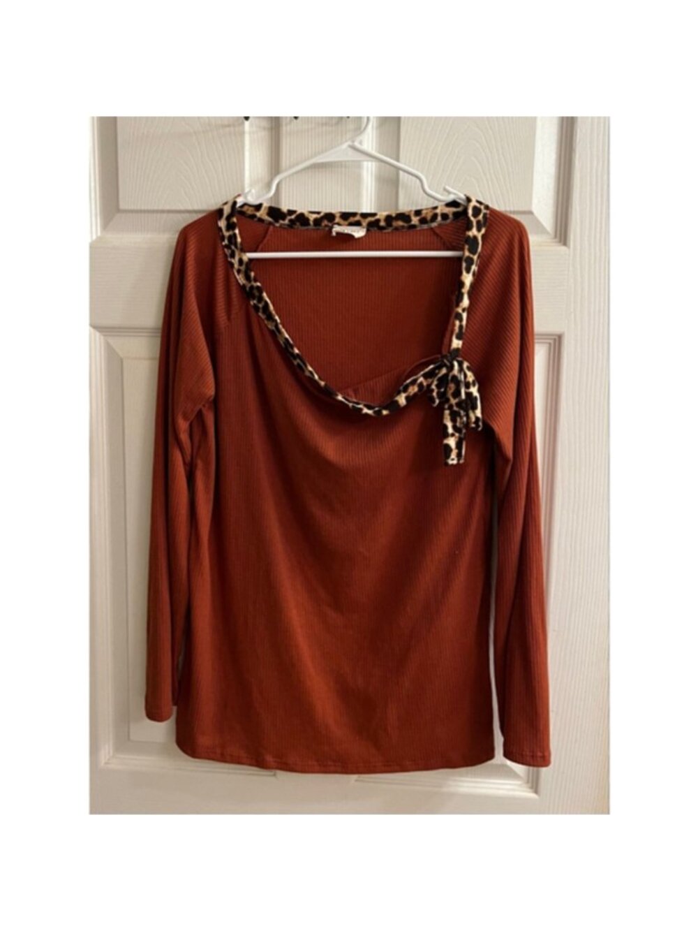 BIBI~ COPPER BLOUSE~ANIMAL PRINT BOW~LG